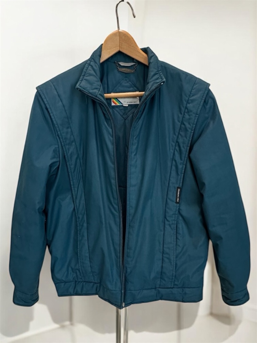 VTG Rainbow Label 80s‎ Members Only Jacket Women's 11/12 Teal Blue Puffer Bomber